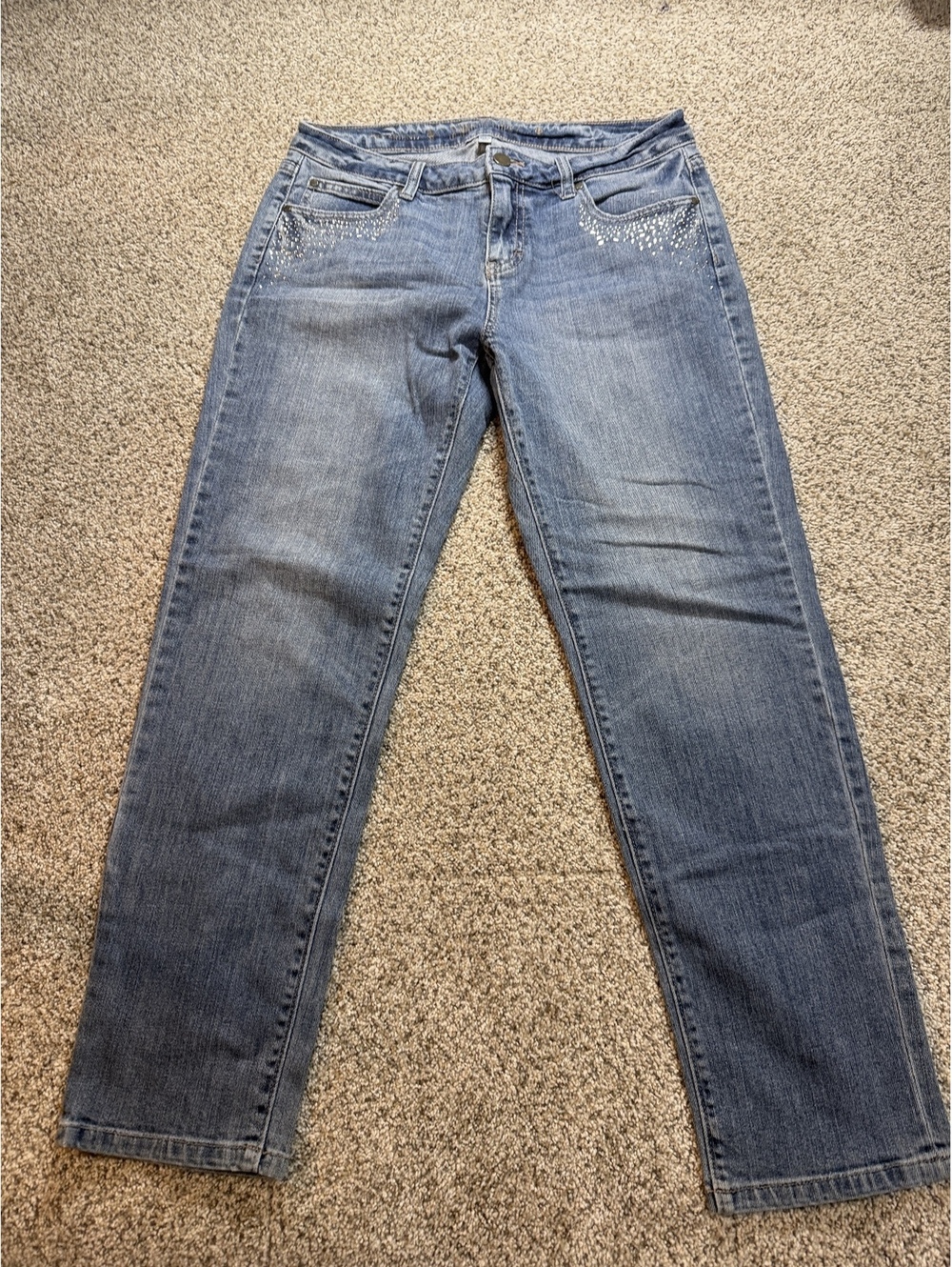 Jennifer Lopez sparkle Straight Leg Jeans with Rhinestone Detail